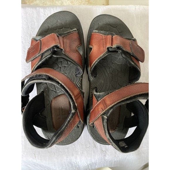 FRYE Windsurf Sandals Brown Leather Strap Shoes Hook & Loop Beach Boat Sz 9M main image 14